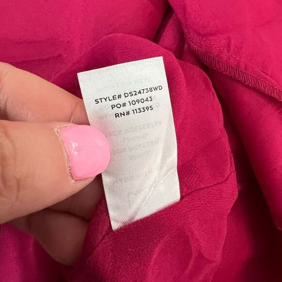 Lulus On the Floor Women's Strappy Tiered Ruffled Satin Fuchsia Dress Size XS NW - Picture 11 of 12